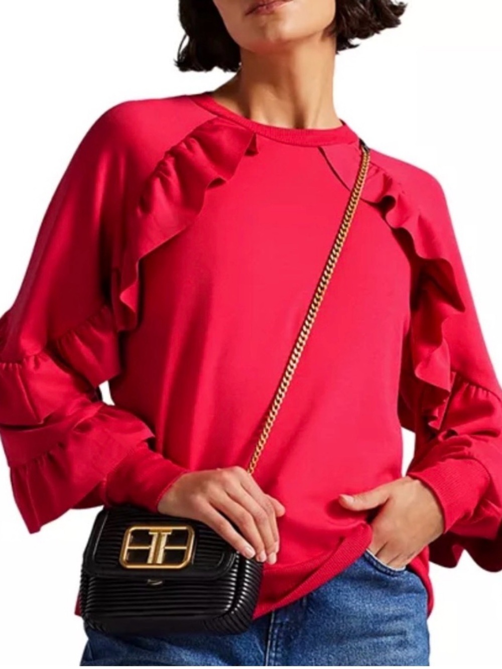 Ted Baker Beszie Frill
Sweatshirt in Deep Pink- Size 2
Ted/US 6